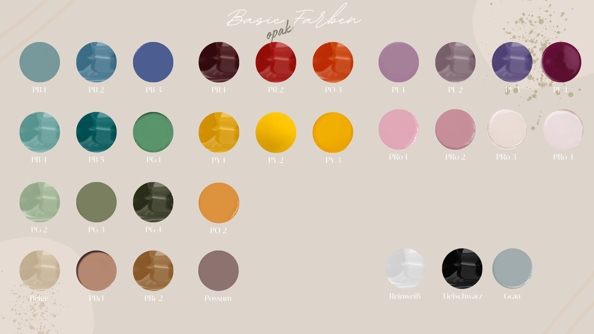 Farbübersicht | Pasten